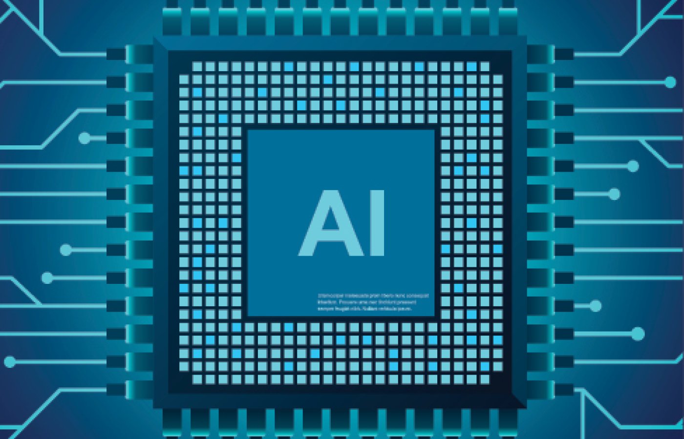 image of computer circuit board with letters A and I in it. 