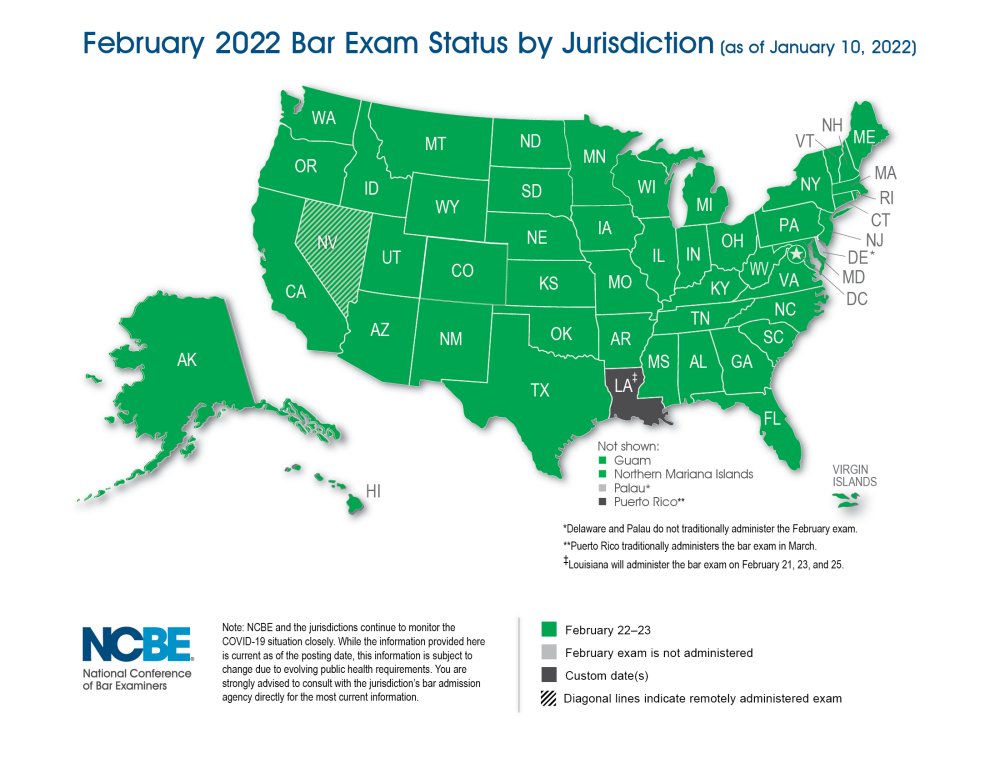 February 2022 Bar Exam Jurisdiction Information NCBE